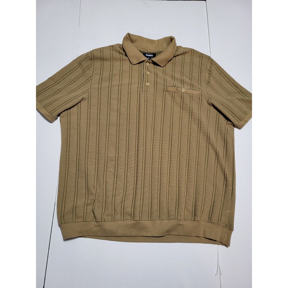 (#L1) KingSize Men’s 3XL Big Polo Shirt Short Sleeve 3 Button BROWN